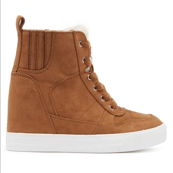 Irdy Faux Shearling Cuff Wedge Bootie SZ 8.5 - Picture 5 of 9